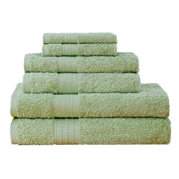 Luxury 6 Piece Soft and Absorbent Cotton Bath Towel Set - Sage Green - RnR Galore