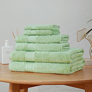 Luxury 6 Piece Soft and Absorbent Cotton Bath Towel Set - Sage Green - RnR Galore