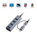 mbeat 4 - Port USB 3.0 Hub with 2 - in - 1 USB 3.0 & USB - C Converter - Space Grey - RnR Galore