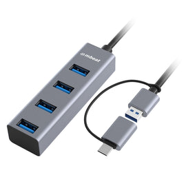mbeat 4 - Port USB 3.0 Hub with 2 - in - 1 USB 3.0 & USB - C Converter - Space Grey - RnR Galore