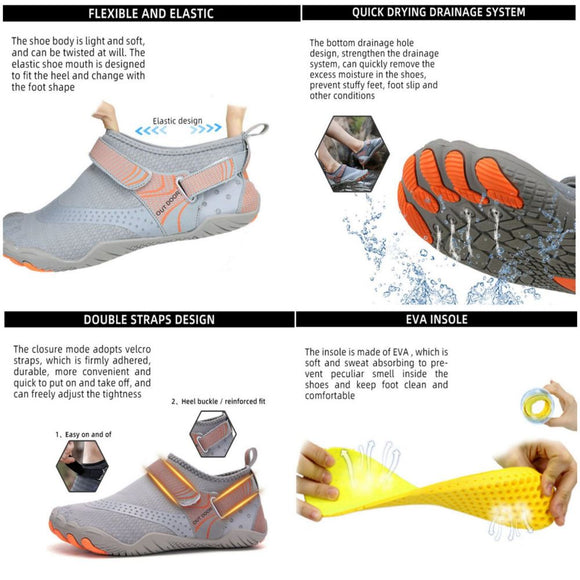 Men Women Water Shoes Barefoot Quick Dry Aqua Sports Shoes - Black Size EU46 = US11 - RnR Galore