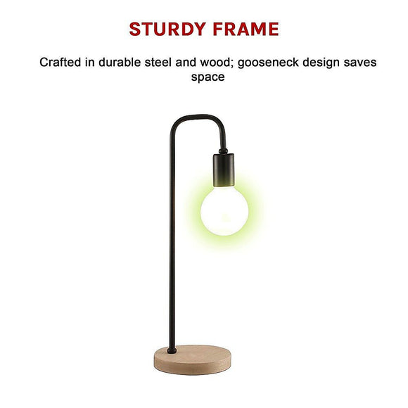 Modern Table lamp Desk Light Timber Base Bedside Bedroom Black - RnR Galore