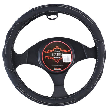 Nevada Steering Wheel Cover - Black/White [Leather] - RnR Galore