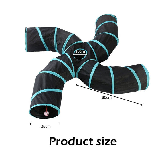 Pet Cat Kitten Puppy 4 - Way Tunnel Play Toy Foldable Funny Exercise Tunnel Rabbit - RnR Galore
