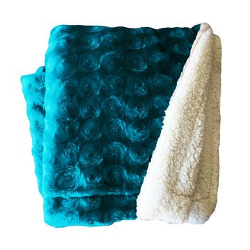 plush fleece sherpa backed reversible throw teal - RnR Galore