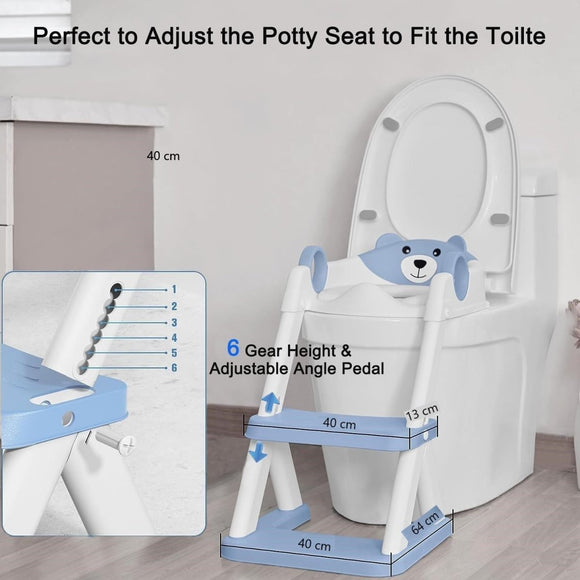 Potty Training Seat Ladder, Kids Boys Girls, Blue - RnR Galore