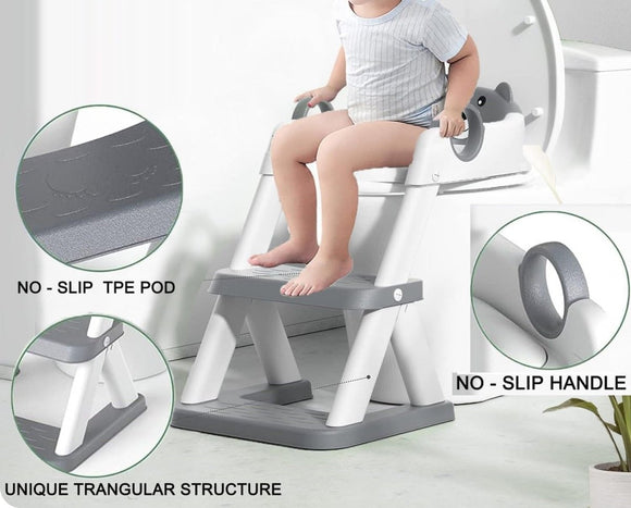 Potty Training Seat Ladder, Kids Boys Girls, Grey - RnR Galore