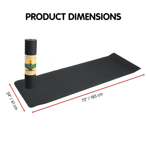 Powertrain Eco - friendly Dual Layer 6mm Yoga Mat | Midnight | Non - slip Surface And Carry Strap For Ultimate Comfort And Portability - RnR Galore