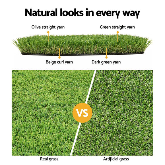 Prime Turf Artificial Grass 20SQM 20mm Synthetic Fake Lawn Turf Plant Plastic 4 - coloured 1mx10m - RnR Galore