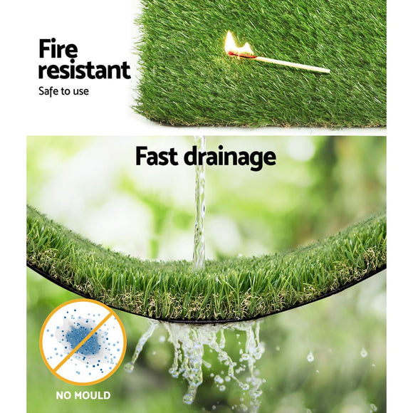 Prime Turf Artificial Grass 40mm 1mx10m Synthetic Fake Lawn Turf Plastic Plant 4 - coloured - RnR Galore