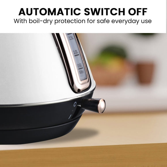 Pronti 1.7l Rose Trim Collection Kettle - White - RnR Galore