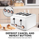 Pronti 4 Slice Toaster Rose Trim Collection - White - RnR Galore