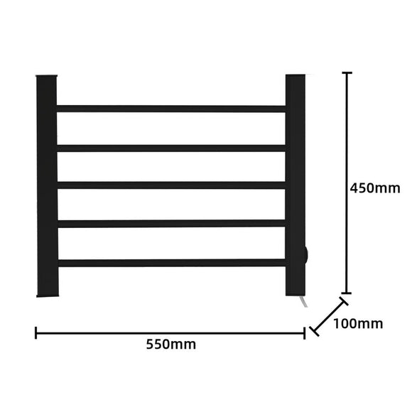 Pronti Heated Towel Rack Electric Bathroom Towel Rails Warmer Ev - 90 - black - RnR Galore
