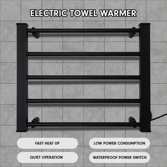 Pronti Heated Towel Rack Electric Bathroom Towel Rails Warmer Ev - 90 - black - RnR Galore