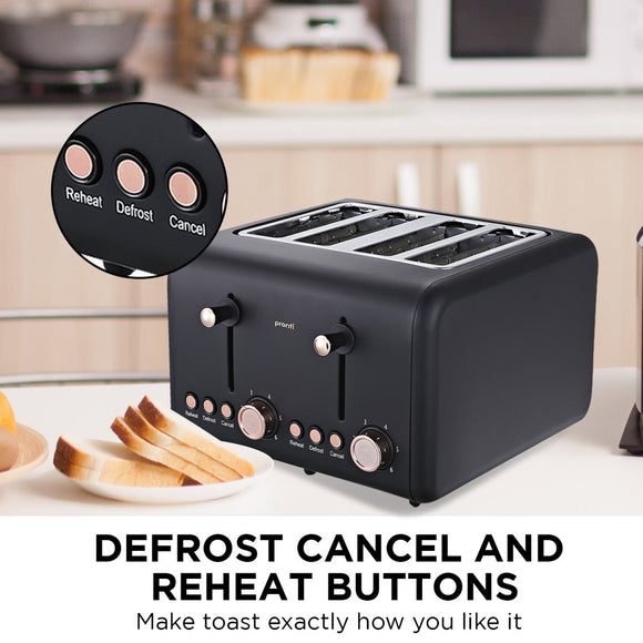 Pronti Rose Trim Collection Toaster & Kettle Bundle - Black - RnR Galore
