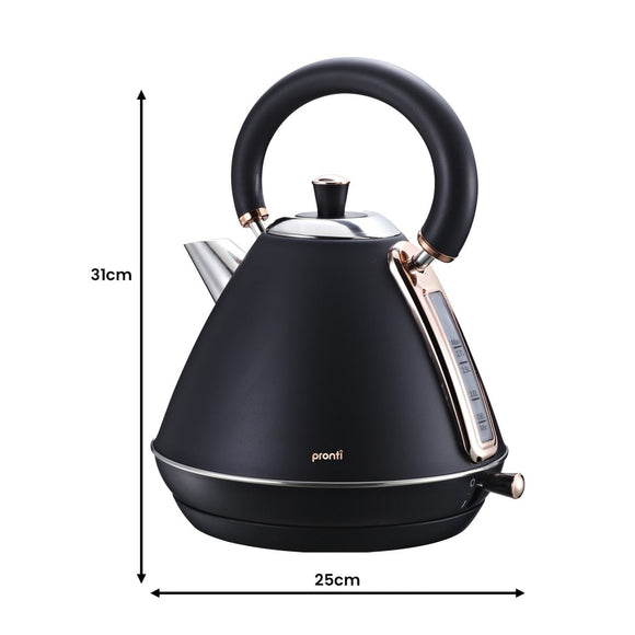 Pronti Rose Trim Collection Toaster & Kettle Bundle - Black - RnR Galore