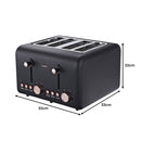 Pronti Rose Trim Collection Toaster & Kettle Bundle - Black - RnR Galore