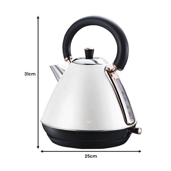 Pronti Rose Trim Collection Toaster & Kettle Bundle - White - RnR Galore