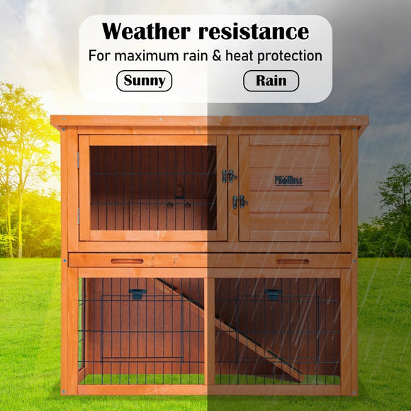Rabbit Hutch Chicken Coop 92 x 45 x 82cm 2 Storey Cage Run Aria - RnR Galore