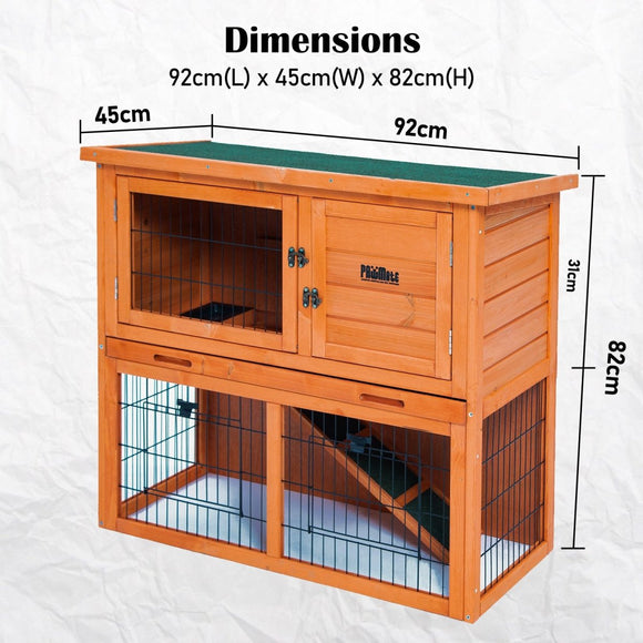 Rabbit Hutch Chicken Coop 92 x 45 x 82cm 2 Storey Cage Run Aria - RnR Galore