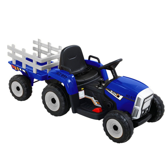 Rigo Kids Electric Ride On Car Tractor Toy Cars 12V Blue - RnR Galore
