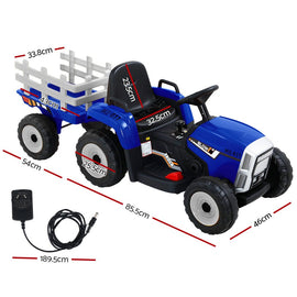 Rigo Kids Electric Ride On Car Tractor Toy Cars 12V Blue - RnR Galore