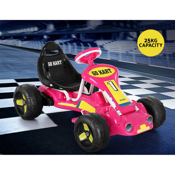 Rigo Kids Pedal Go Kart Ride On Toys Racing Car Plastic Tyre Pink - RnR Galore