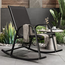Rocking Chair High Back Rocker Chairs Steel Metal Textilene Fabric - Black - RnR Galore