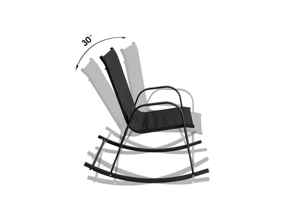 Rocking Chair High Back Rocker Chairs Steel Metal Textilene Fabric - Black - RnR Galore