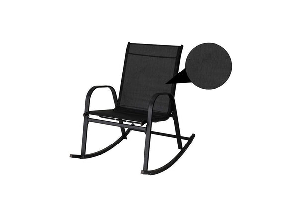 Rocking Chair High Back Rocker Chairs Steel Metal Textilene Fabric - Black - RnR Galore