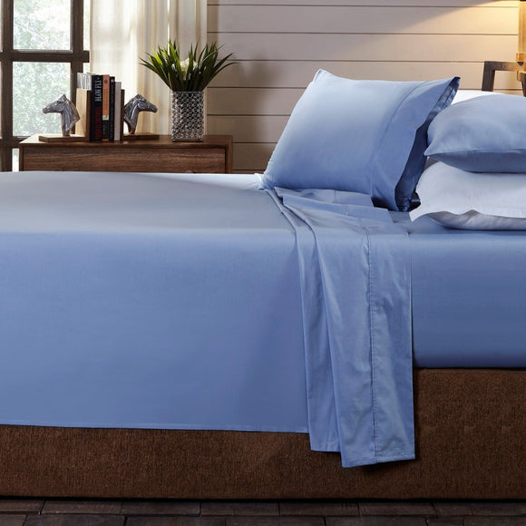 Royal Comfort 250TC Organic 100% Cotton Sheet Set 4 Piece Luxury Hotel Style - Double - Indigo - RnR Galore