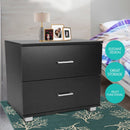Sarantino Bedside Table Cabinet Storage Chest 2 Drawers Lamp Side Nightstand - Black - RnR Galore