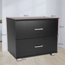 Sarantino Bedside Table Cabinet Storage Chest 2 Drawers Lamp Side Nightstand - Black - RnR Galore