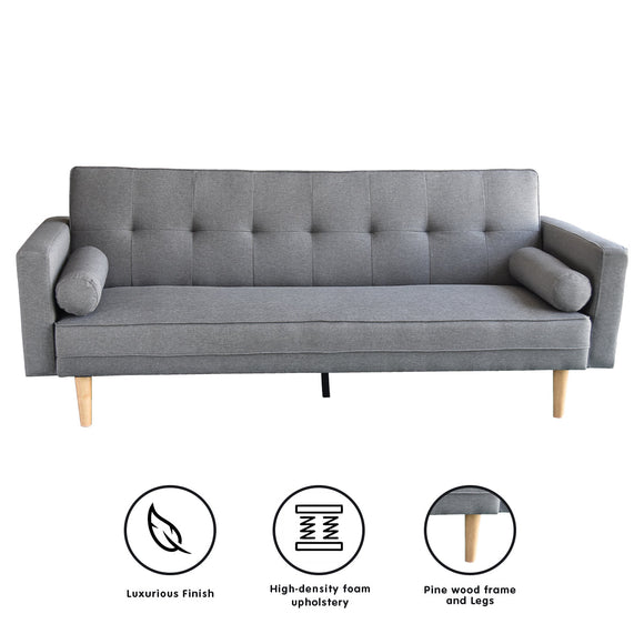 Sarantino Madison Sofa Bed Lounge Couch Futon Furniture Home Light Grey Linen Suite - RnR Galore