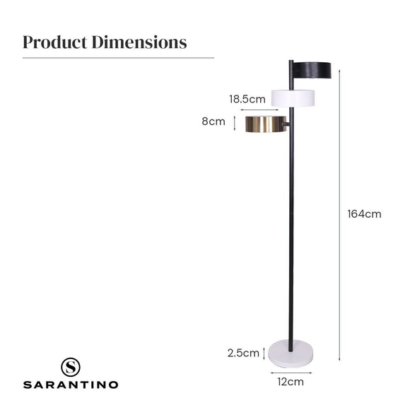 Sarantino Metal Floor Lamp with 3 Swirl Shades - RnR Galore