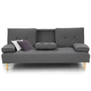 Sarantino Rochester Linen Fabric Sofa Bed Lounge Couch Futon Furniture Suite - Dark Grey - RnR Galore