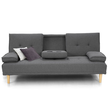 Sarantino Rochester Linen Fabric Sofa Bed Lounge Couch Futon Furniture Suite - Dark Grey - RnR Galore