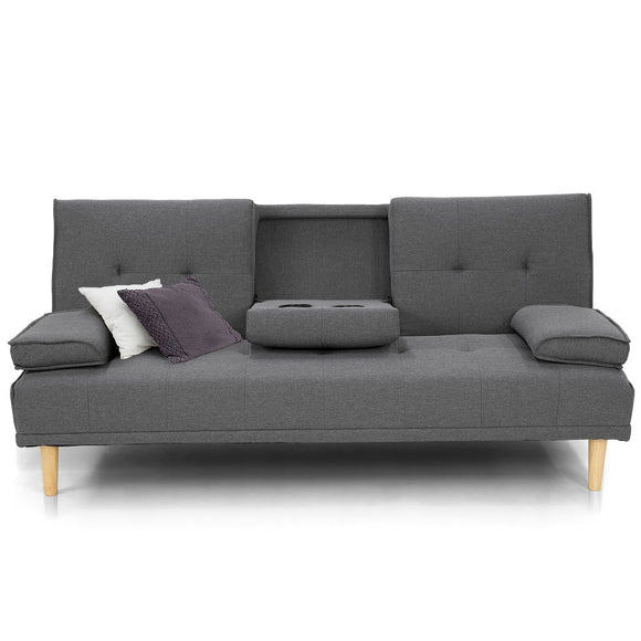 Sarantino Rochester Linen Fabric Sofa Bed Lounge Couch Futon Furniture Suite - Dark Grey - RnR Galore