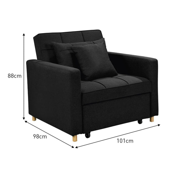 Sarantino Suri 3 - in - 1 Convertible Lounge Chair Bed - Black - RnR Galore