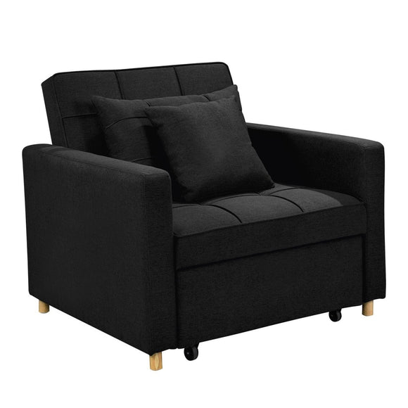 Sarantino Suri 3 - in - 1 Convertible Lounge Chair Bed - Black - RnR Galore
