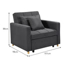 Sarantino Suri 3 - in - 1 Convertible Lounge Chair Bed - Dark Grey - RnR Galore