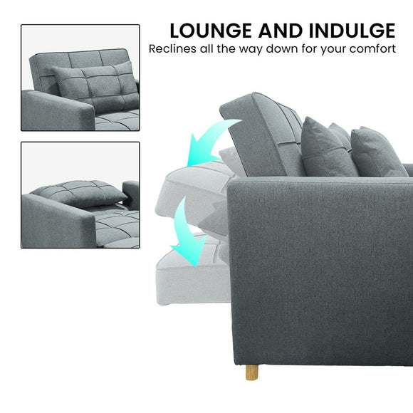 Sarantino Suri 3 - in - 1 Convertible Sofa Chair Bed - Airforce Blue - RnR Galore