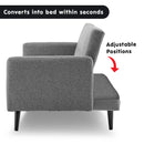 Sarantino Tufted Faux Linen 3 - Seater Sofa Bed with Armrests - Light Grey - RnR Galore