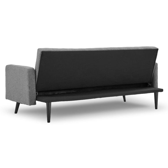 Sarantino Tufted Faux Linen 3 - Seater Sofa Bed with Armrests - Light Grey - RnR Galore