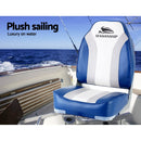 Seamanship 2X Folding Boat Seats Marine Seat Swivel High Back 12cm Padding Blue - RnR Galore