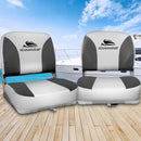Seamanship 2X Folding Boat Seats Marine Swivel Low Back 13cm Padding Charcoal - RnR Galore