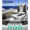 Seamanship 2X Folding Boat Seats Marine Swivel Low Back 13cm Padding Charcoal - RnR Galore