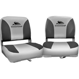 Seamanship 2X Folding Boat Seats Marine Swivel Low Back 13cm Padding Charcoal - RnR Galore