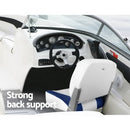 Seamanship 2X Folding Boat Seats Marine Swivel Low Back 13cm Padding White Blue - RnR Galore