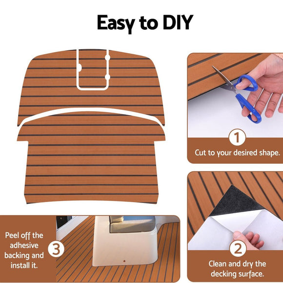 Seamanship EVA Foam Boat Flooring Mat Decking Sheet 240x90x0.6cm Dark Brown - RnR Galore